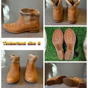 Timberland Tan Boots with Knitted Cuff